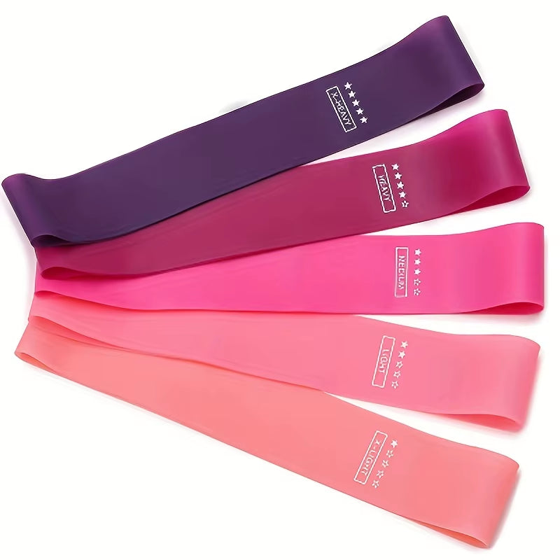 5-Piece Gradient Resistance Silicone Stretch Strap Set for Fitness and Yoga