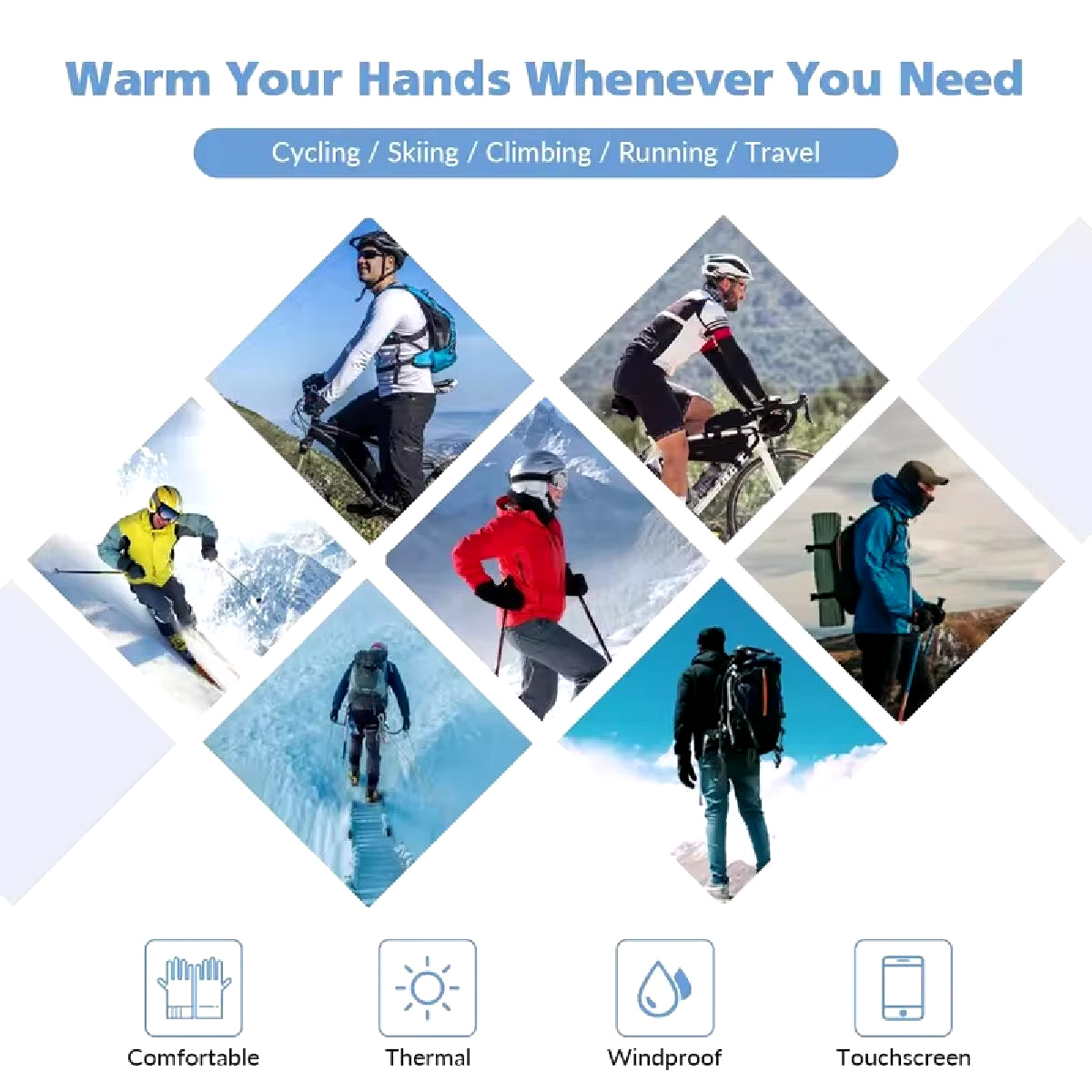 Premium Waterproof Thermal Touch Screen Gloves for Cold Weather Activities - Ideal for Running, Hiking, and Skiing