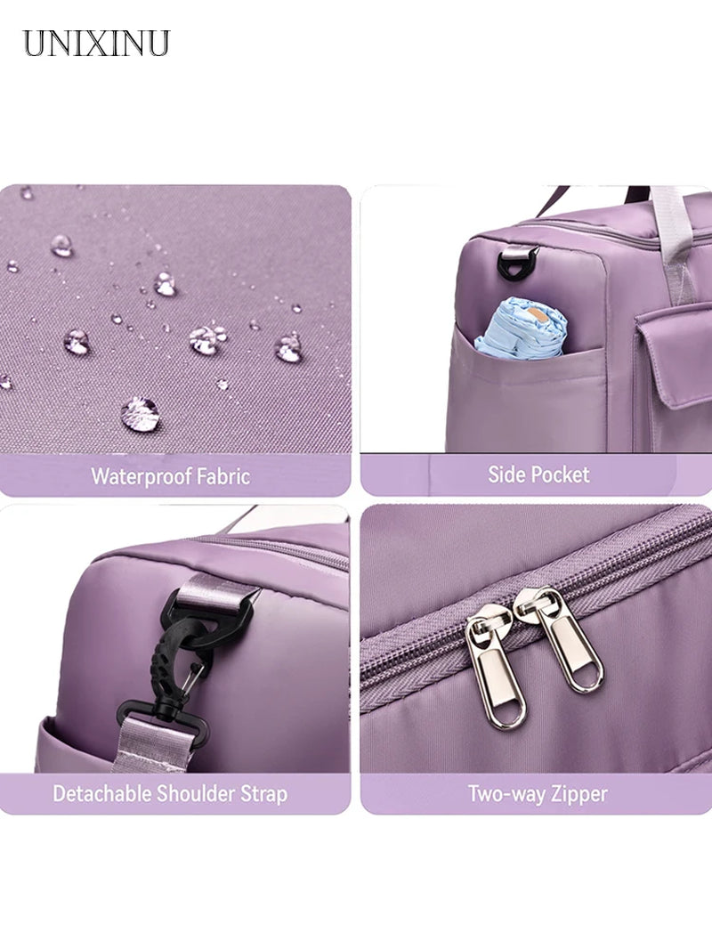 Large Capacity Carry-On Travel Bag - Weekender Duffle with Shoe Compartment for Women, Ideal for Sports and Fitness