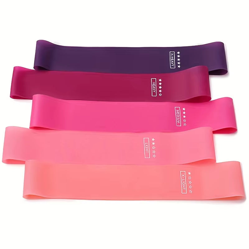 5-Piece Gradient Resistance Silicone Stretch Strap Set for Fitness and Yoga