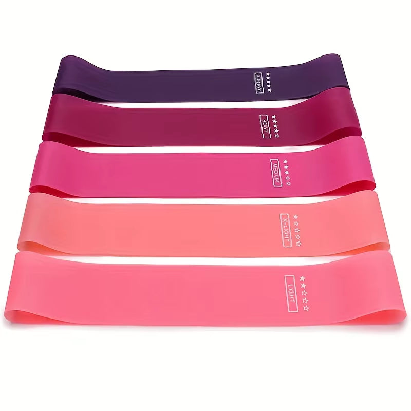5-Piece Gradient Resistance Silicone Stretch Strap Set for Fitness and Yoga
