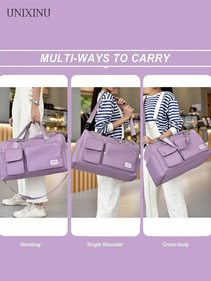 Large Capacity Carry-On Travel Bag - Weekender Duffle with Shoe Compartment for Women, Ideal for Sports and Fitness