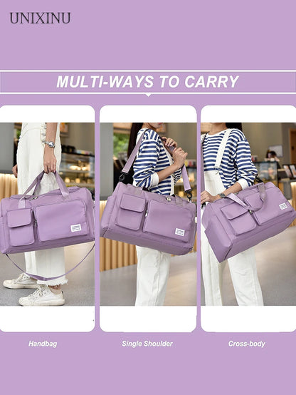 Large Capacity Carry-On Travel Bag - Weekender Duffle with Shoe Compartment for Women, Ideal for Sports and Fitness