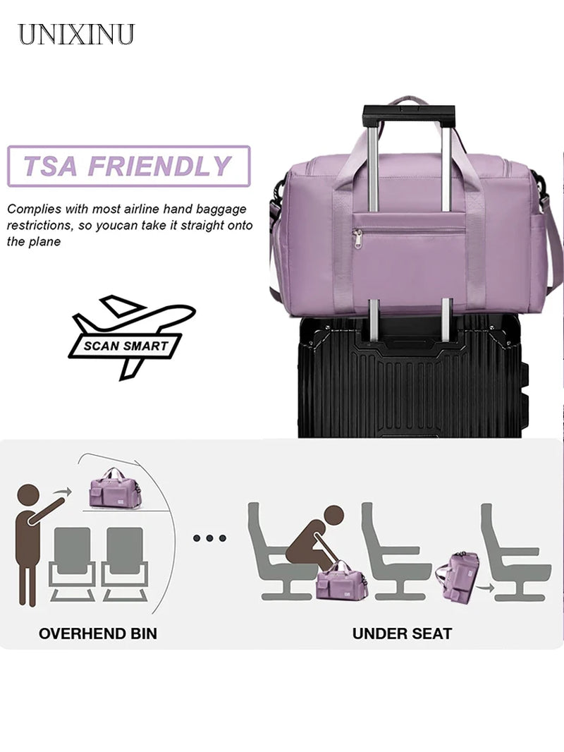 Large Capacity Carry-On Travel Bag - Weekender Duffle with Shoe Compartment for Women, Ideal for Sports and Fitness