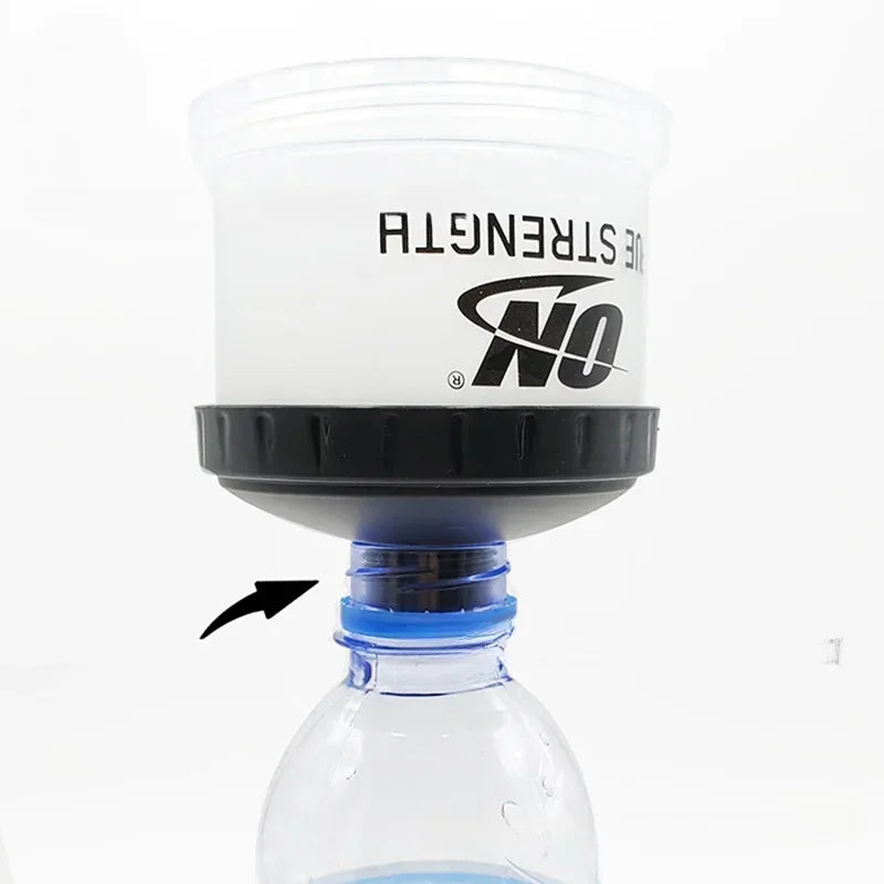 Caja Portátil de Proteína 3 Capas con Embudo – Contenedor Fitness para Suplementos, Snacks y Viaje (180g)