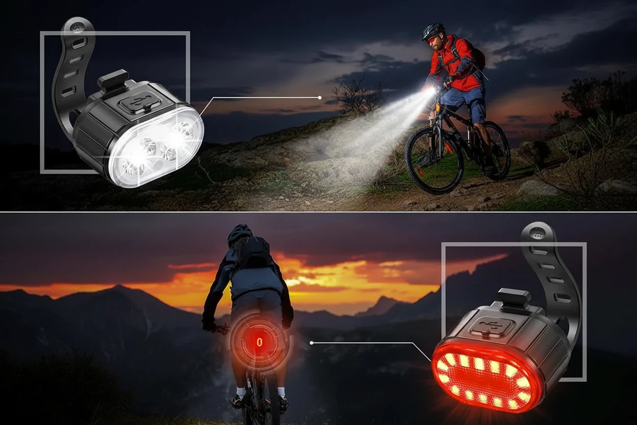 Set de Luces LED para Bicicleta Delantera y Trasera USB Recargable Impermeable IPX5