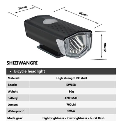 Set de Luces LED para Bicicleta Recargables – Luz Delantera 700LM + Luz Trasera con Modos y Resistencia al Agua
