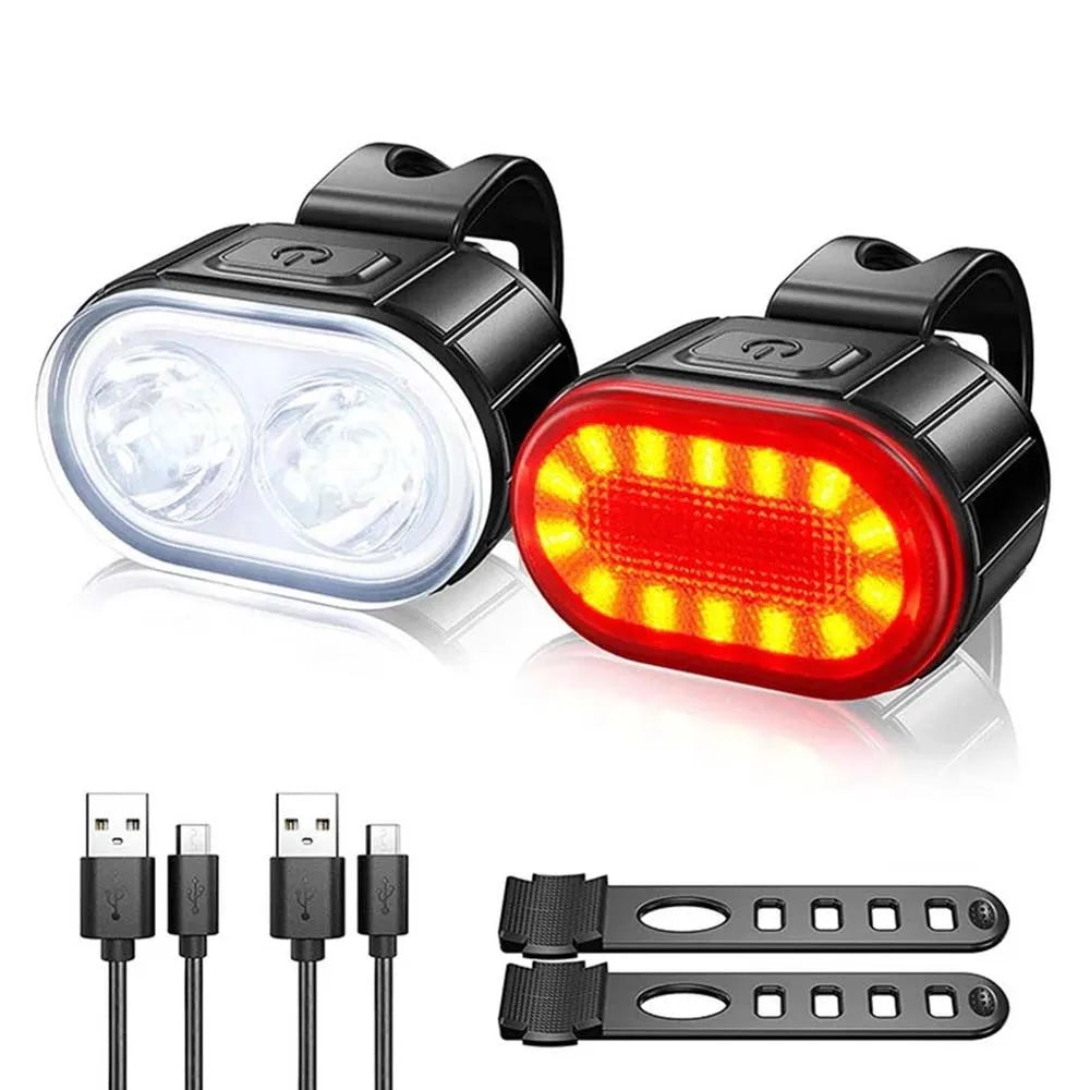 Set de Luces LED para Bicicleta Delantera y Trasera USB Recargable Impermeable IPX5
