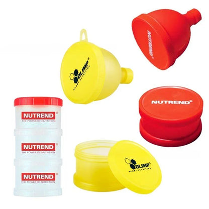 Caja Portátil de Proteína 3 Capas con Embudo – Contenedor Fitness para Suplementos, Snacks y Viaje (180g)