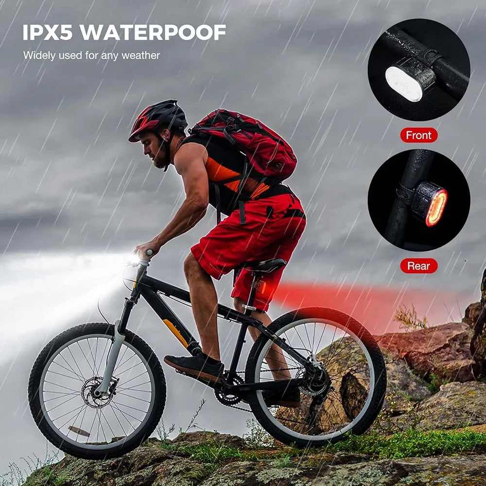 Set de Luces LED para Bicicleta Delantera y Trasera USB Recargable Impermeable IPX5