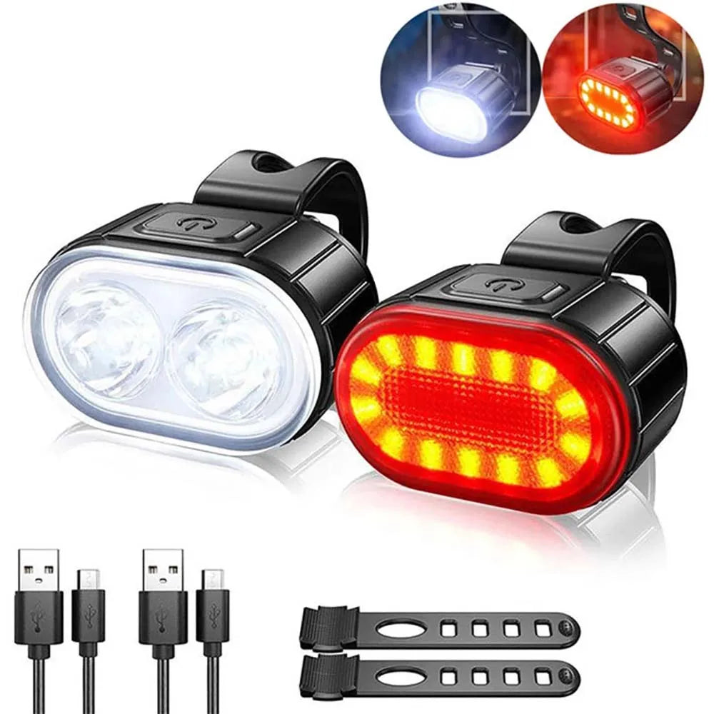Set de Luces LED para Bicicleta Delantera y Trasera USB Recargable Impermeable IPX5