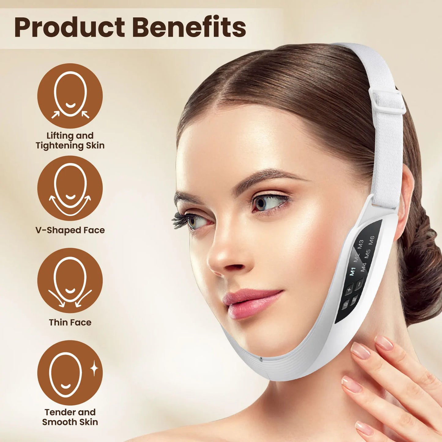 Dispositivo Reafirmante Facial V-Shape | Masajeador Eléctrico para Lifting, Afinado Facial y Papada