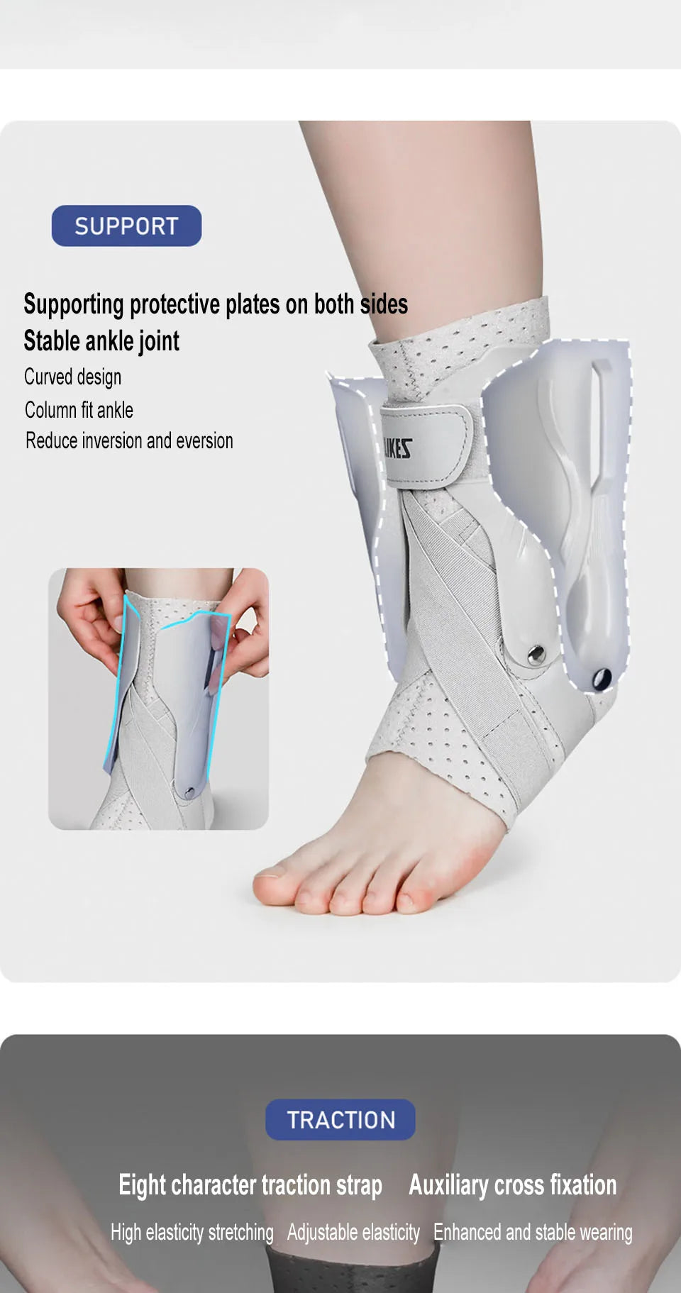 Tobillera de Compresión Deportiva AOLIKES | Soporte Antideslizante para Lesiones, Esguinces y Fascitis Plantar – Kyos Sport