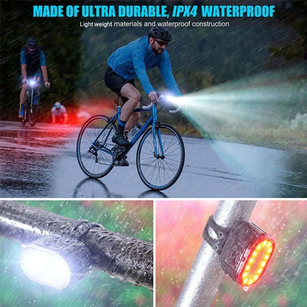 Set de Luces LED para Bicicleta Delantera y Trasera USB Recargable Impermeable IPX5