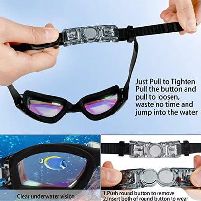Professional Anti-Fog UV Protection Swimming Goggles for Adults - Waterproof Adjustable Silicone Swim Glasses for Men and Women